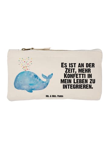 Mr. & Mrs. Panda Schminktasche Wal Konfetti mit Spruch in Weiß