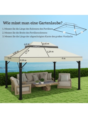 Outsunny Pavillon Ersatzdach 400L x 300B cm Cremeweiß
