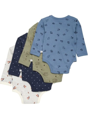 Pippi Babywear Kinder Langarmbody "Body LS AO-printed (4-pack)" in Grün