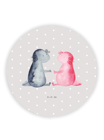 Mr. & Mrs. Panda Rund Magnet Axolotl Liebe ohne Spruch in Grau Pastell