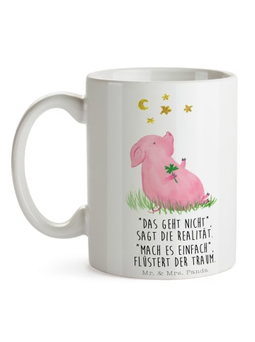 Mr. & Mrs. Panda Tasse Schwein Glück mit Spruch in Weiß