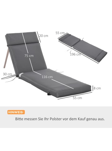 Outsunny Liegenauflage,196L x 55B x 8H cm,Dunkelgrau