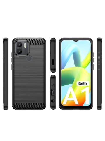COFI 1453 Carbon Case Hülle kompatibel mit Xiaomi Redmi A1 Plus Schwarz in Schwarz