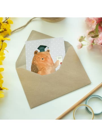 Mr. & Mrs. Panda Klappkarte Bär Prüfung ohne Spruch in Grau Pastell