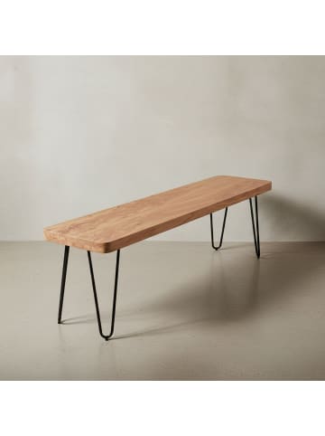 KADIMA DESIGN Sitzbank Massivholz | Landhausstil, Metallbeine, Verschiedene Größen in Beige