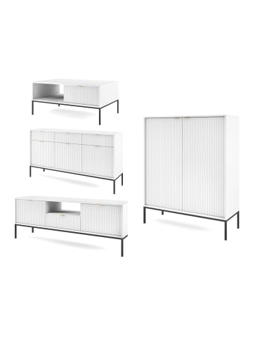 Feldmann-Wohnen Wohnzimmer-Set Nova Weiß / Schwarz 4-teilig