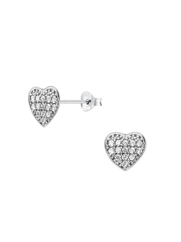 Alexander York Ohrstecker HERZ mit Zirkonia rhodiniert in 925 Sterling Silber, 2-tlg. in silver