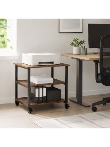 relaxdays Druckertisch in Braun/ Schwarz - (B)50 x (H)53 x (T)50 cm