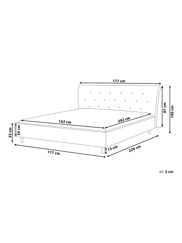 Beliani Doppelbett SAVERNE in Grau/Schwarz - (W) 177 x (H) 100 x (L) 228 cm