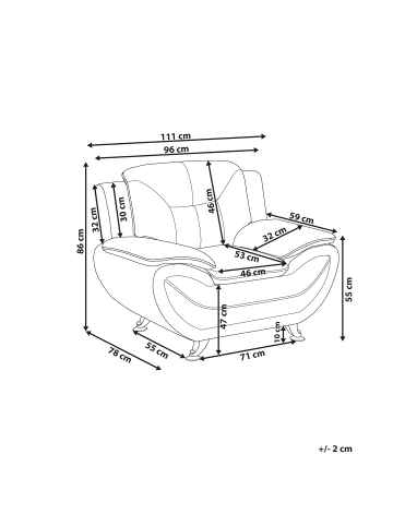 Beliani Sessel LEIRA in Beige/Silber - (W) 111 x (H) 86 x (L) 78 cm