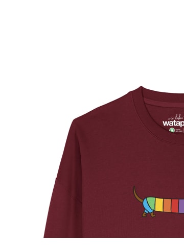 wat? Apparel Sweatshirt Regenbogen Dackel in Weinrot