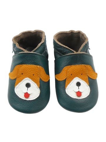 Yalion Baby Leder-Krabbelschuhe "Welpe" in Türkis