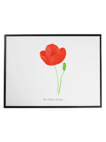 Mr. & Mrs. Panda Schreibunterlage Blume Mohnblume ohne Spruch in Weiß