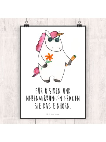 Mr. & Mrs. Panda Wandbild Einhorn Woodstock mit Spruch in Weiß