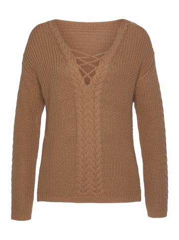 LASCANA Strickpullover in camelfarben