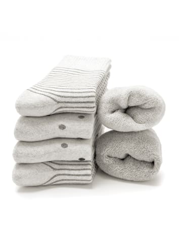 Occulto 6er Pack Warme Kuschelsocken Smilla in Grau-Punkte