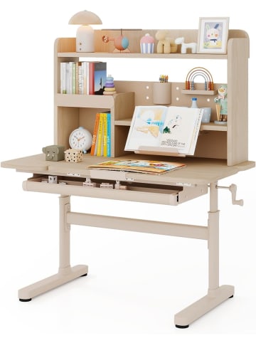 COSTWAY Schreibtisch Kinder in Hellbraun