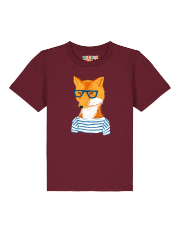wat? Apparel T-Shirt Fuchs in Weinrot