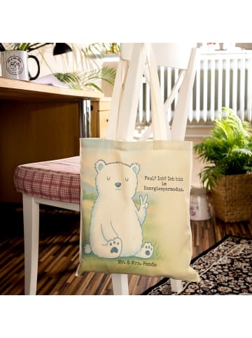Mr. & Mrs. Panda Tote Bag Eisbär Faul Design mit Spruch in Weiß