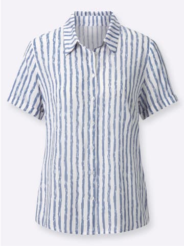 WITT WEIDEN Bluse in taubenblau-ecru-gestreift