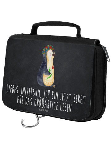 Mr. & Mrs. Panda Waschtasche Pinguin Blumen mit Spruch in Kreidetafel