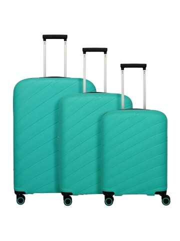 travelite Burano 4 Rollen Kofferset 3-teilig mit Dehnfalte aqua