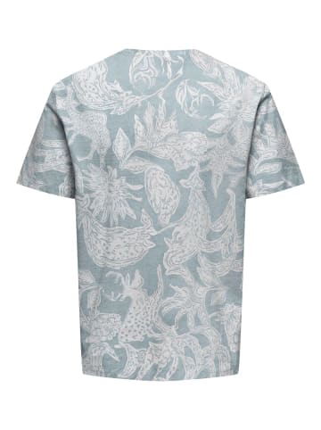 Only&Sons T-Shirt 2er-Set Rundhals Kurzarm in Weiß-Grün