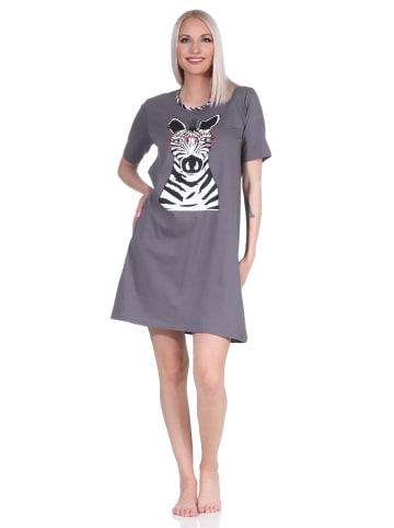 NORMANN kurzarm Nachthemd - 73091 in grau