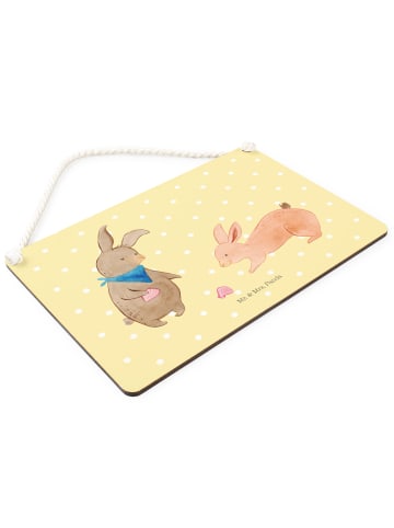 Mr. & Mrs. Panda Schild Hasen Muschel ohne Spruch in Gelb Pastell