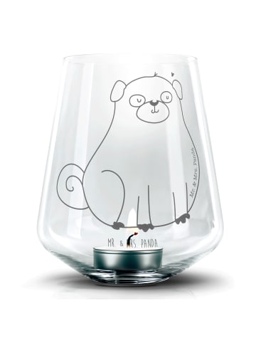 Mr. & Mrs. Panda Teelichthalter Mops ohne Spruch in Transparent