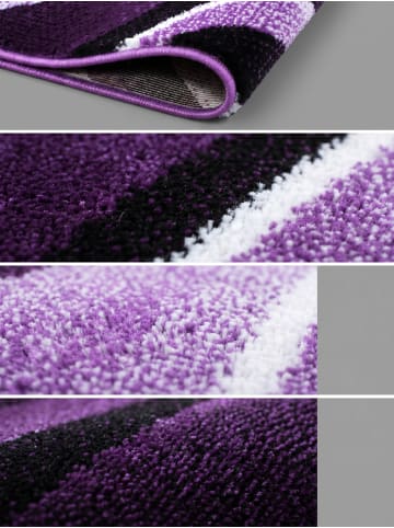 KADIMA DESIGN Teppich Kurzflor Waschbar Wellen DRAU Strapazierfähig OEKO-TEX in Violett