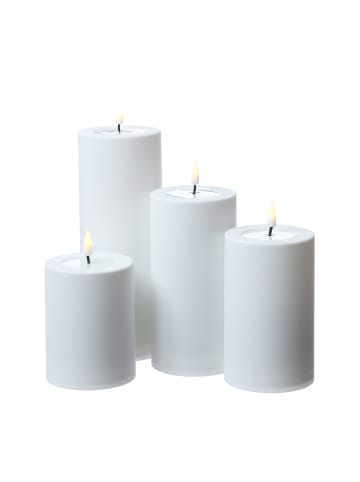 Deluxe Homeart LED Kerze MIA für Innen/Außen flackernd H: 15cm D: 7,5cm in weiß