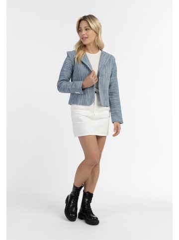 DreiMaster Damen Kurze Blazerjacke in Blau Wollweiss Streifen