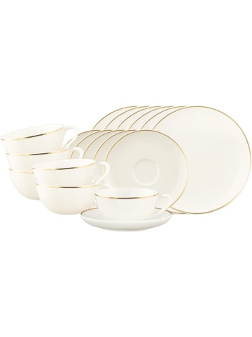 Seltmann Weiden 18-tlg. Tee-Set Savona Goldlinie in Creme – in creme