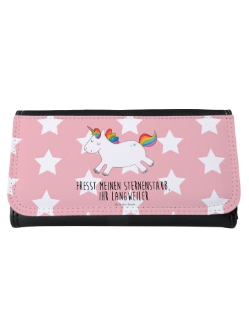 Mr. & Mrs. Panda Portemonnaie für Damen Einhorn Happy mit Spruch in Rot Pastell