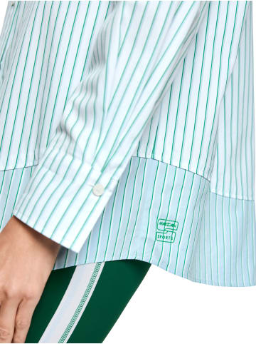 MARC CAIN SPORTS  Gestreifte Baumwoll-Hemdbluse in Bright Emerald New