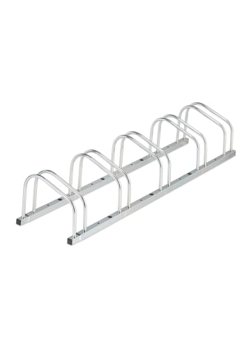 relaxdays Fahrradständer in Silber - (B)136 x (H)26 x (T)33,5 cm