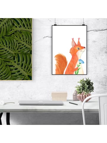 Mr. & Mrs. Panda Wandposter Eichhörnchen Blume Motiv ohne Spruch in Weiß