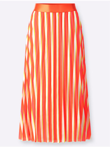 Heine Plissee-Rock in orange-koralle-bedruckt