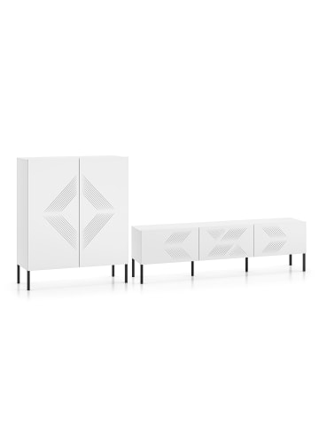 Feldmann-Wohnen Wohnzimmer-Set 2-teilig Clearing weiß / schwarz 270 / 37 / 120cm