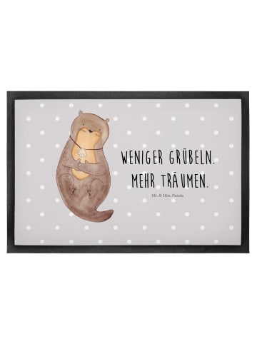 Mr. & Mrs. Panda Gummimatte Otter Muschel mit Spruch in Grau Pastell