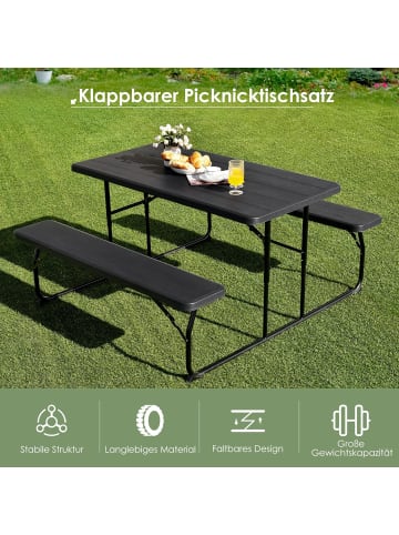 COSTWAY Picknicktisch Klappbar mit Bänken 136cm in Schwarz