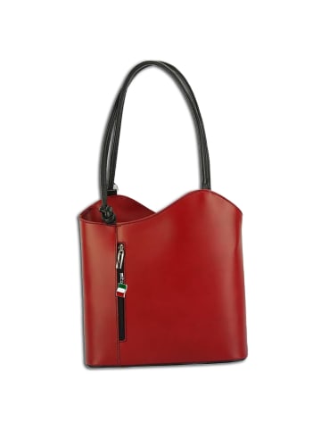 Florence Florence Schultertasche, Rucksack Leder rot, schwarz ca. 28cm breit