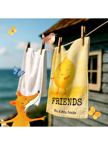 Mr. & Mrs. Panda Gästehandtuch Beste Freunde Zitrone Design mit ... in Weiß