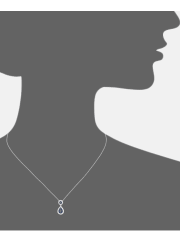Diamant L'éternel Halskette mit Anhänger aus 375 Weißgold mit Diamant mit Saphir