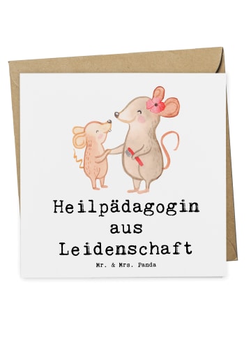 Mr. & Mrs. Panda Grußkarte Heilpädagogin Leidenschaft mit Spruch in Weiß