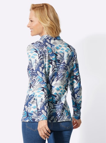 WITT WEIDEN Poloshirt in jeansblau-ecru-bedruckt