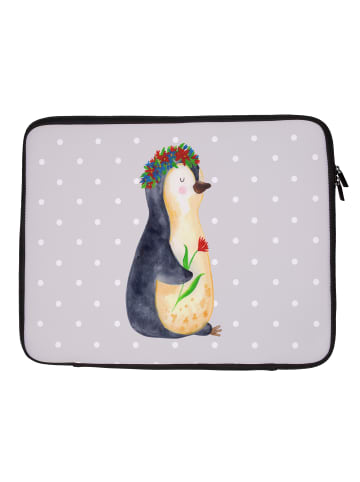 Mr. & Mrs. Panda Notebook Tasche Pinguin Blumen ohne Spruch in Grau Pastell