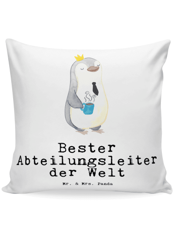 Mr. & Mrs. Panda Kissen Pinguin Bester Abteilungsleiter der Welt... in Weiß