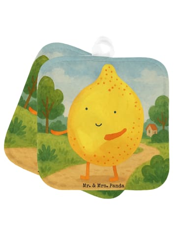 Mr. & Mrs. Panda Topflappen Beste Freunde Zitrone Design ohne Sp... in Weiß